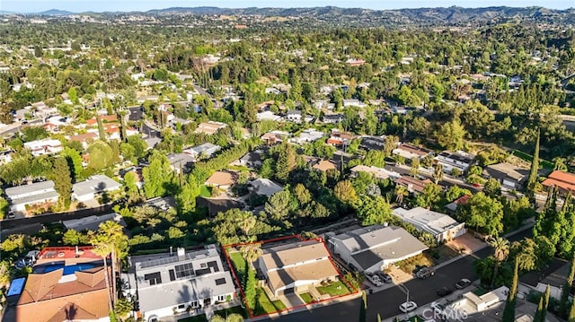 5932 Ellenview Ave, Woodland Hills, CA 91367 - aerial view of property and surrounding area with nearby suburban area, property boundaries highlighted, and mountains