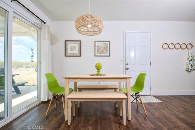 3872 Balsa Ave, Yucca Valley, CA 92284 - dining room featuring healthy amount of natural light, dark wood-style flooring, and baseboards