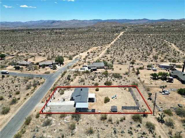 3872 Balsa Ave, Yucca Valley, CA 92284 - view of rural area with a desert landscape, a mountainous background, and property boundaries highlighted