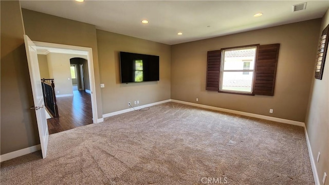31820 Paseo Tarazona, San Juan Capistrano, CA 92675 - carpeted spare room with arched walkways, baseboards, and recessed lighting