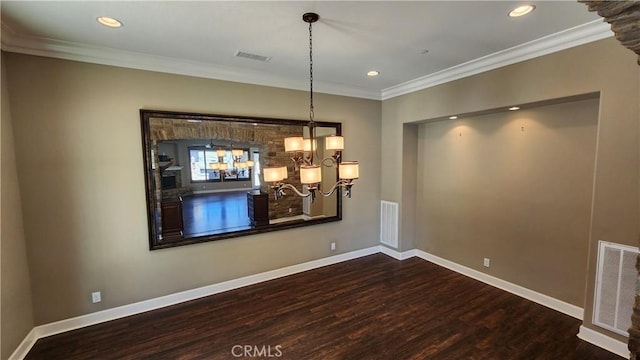 31820 Paseo Tarazona, San Juan Capistrano, CA 92675 - unfurnished dining area with ornamental molding, wood finished floors, baseboards, recessed lighting, and a chandelier