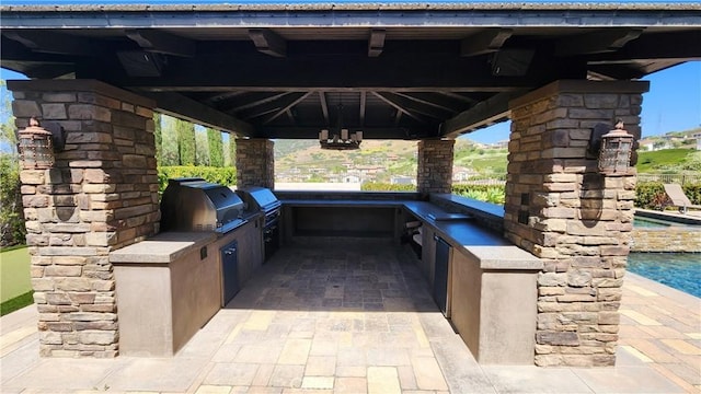 31820 Paseo Tarazona, San Juan Capistrano, CA 92675 - view of patio featuring area for grilling, a gazebo, a grill, and an outdoor pool
