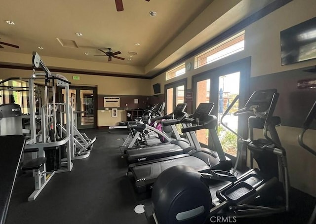 12455 Benton Dr Unit 2, Rancho Cucamonga, CA 91739 - workout area featuring a ceiling fan and recessed lighting