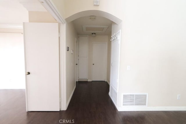 10260 Santa Rosa Ct, Rancho Cucamonga, CA 91730 - hall with wood finished floors, attic access, and arched walkways
