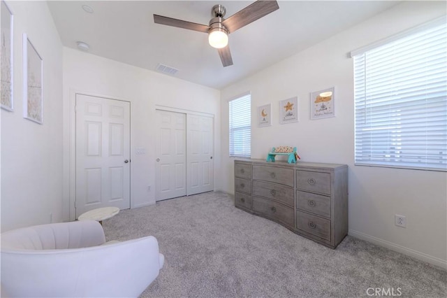 14991 Cavetto Ln, Fontana, CA 92336 - bedroom with carpet flooring, ceiling fan, and baseboards