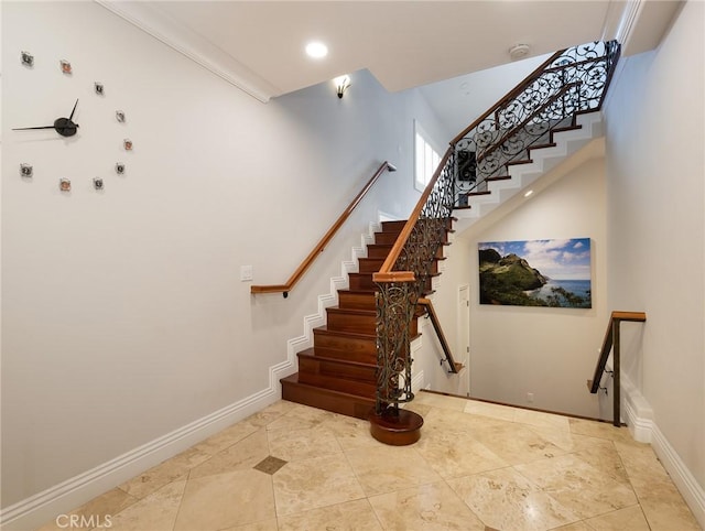 229 N Juanita Ave Unit B, Redondo Beach, CA 90277 - staircase with baseboards and recessed lighting