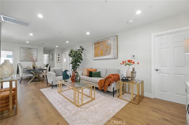 8142 Vantage Ave, North Hollywood, CA 91605 - living room featuring light wood finished floors, recessed lighting, and baseboards