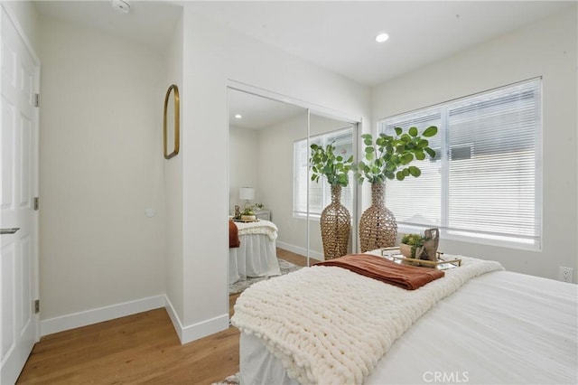 8142 Vantage Ave, North Hollywood, CA 91605 - bedroom featuring light wood finished floors, baseboards, a closet, and recessed lighting