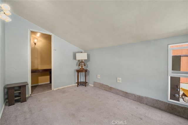 21964 Mojave River Rd, Cedarpines Park, CA 92322 - bonus room featuring vaulted ceiling, carpet floors, and baseboards