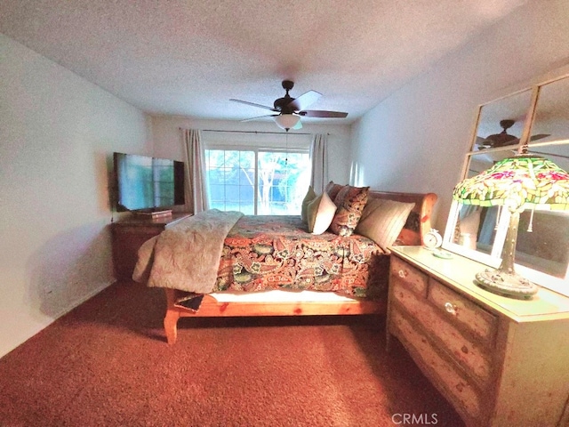 3889 Acorn Ct, Simi Valley, CA 93063 - carpeted bedroom featuring a textured ceiling and a ceiling fan