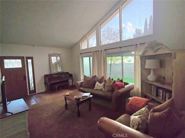 3889 Acorn Ct, Simi Valley, CA 93063 - tiled living room with high vaulted ceiling