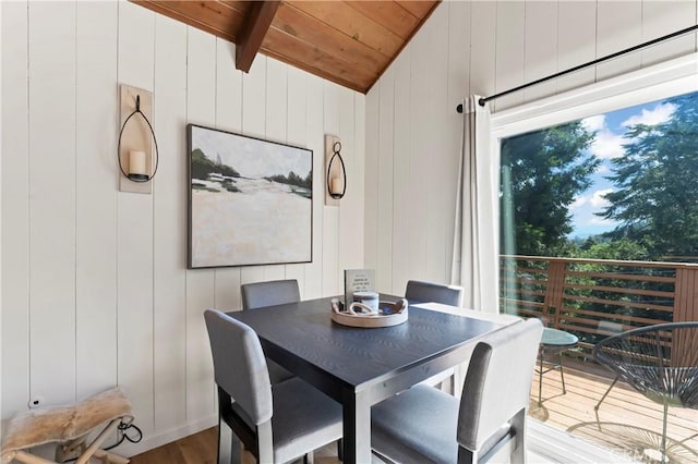 698 W Victoria Ct, Lake Arrowhead, CA 92352 - dining area with wooden ceiling and wood finished floors