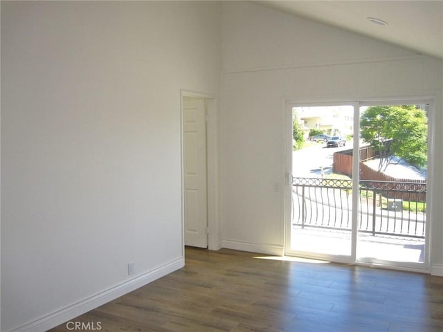 26925 Via Grande, Mission Viejo, CA 92691 - unfurnished room featuring wood finished floors, vaulted ceiling, and baseboards