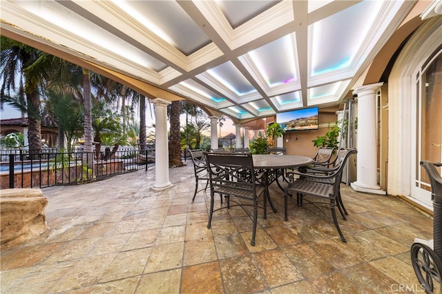 1782 Chota Rd, La Habra Heights, CA 90631 - view of patio / terrace featuring fence and outdoor dining area