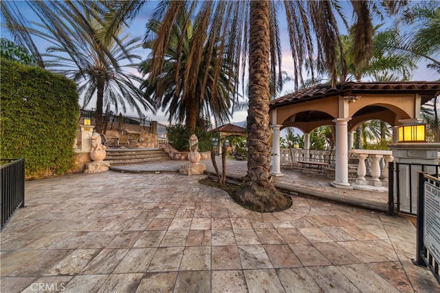 1782 Chota Rd, La Habra Heights, CA 90631 - patio terrace at dusk featuring a gazebo