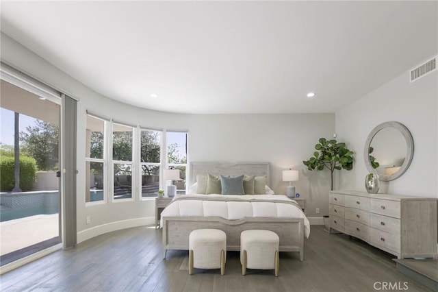 5081 Gateway Rd, Rancho Cucamonga, CA 91701 - bedroom with access to outside, recessed lighting, wood finished floors, and baseboards