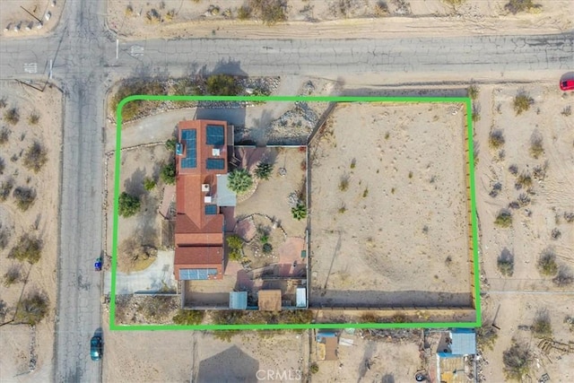 7565 Sherman Hoyt Ave Unit 29, Palms, CA 92277 - aerial view of sparsely populated area featuring property boundaries highlighted and a desert landscape