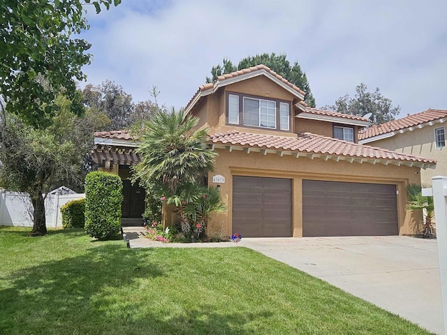 43075 Corte Fresca, Temecula, CA 92592 - mediterranean / spanish-style house featuring concrete driveway, stucco siding, and a tiled roof