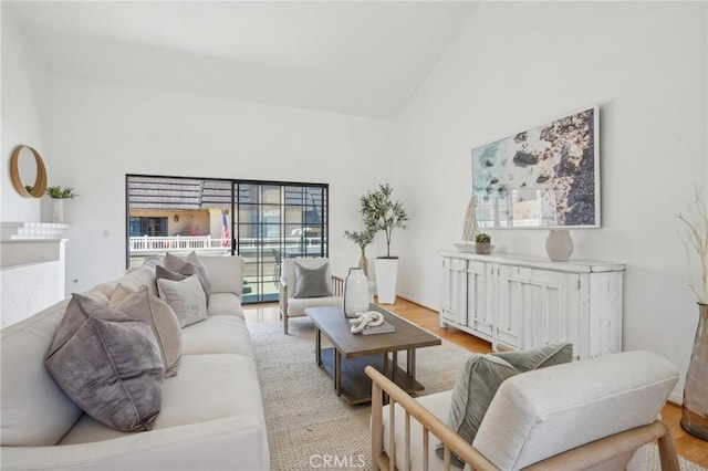 1924 Mathews Ave Unit B, Redondo Beach, CA 90278 - living room with light wood finished floors and high vaulted ceiling