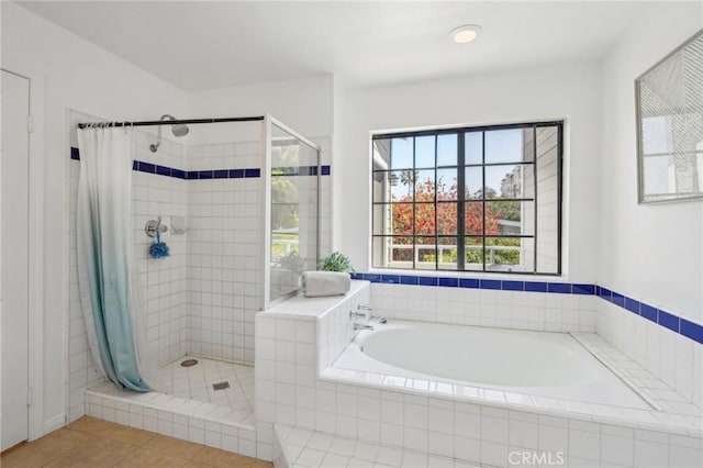1924 Mathews Ave Unit B, Redondo Beach, CA 90278 - full bath with a stall shower, a garden tub, and tile patterned flooring