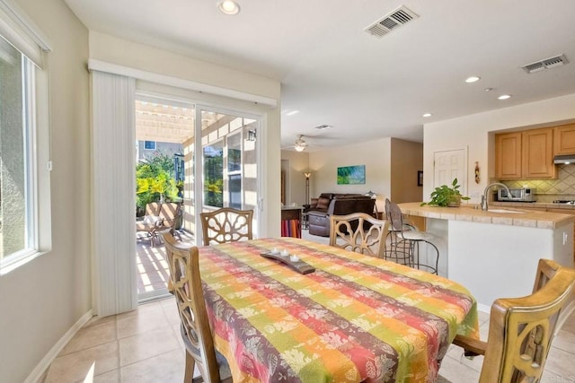 1752 Russet Leaf Ct, El Cajon, CA 92019 - dining space featuring light tile patterned flooring, recessed lighting, and baseboards