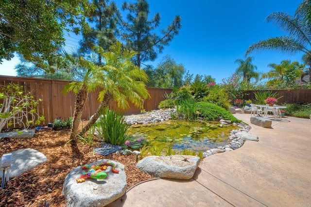 1752 Russet Leaf Ct, El Cajon, CA 92019 - fenced backyard featuring a patio and a small pond