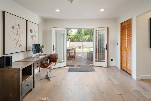 850 N Naomi St, Burbank, CA 91505 - office space featuring light wood finished floors, french doors, and recessed lighting