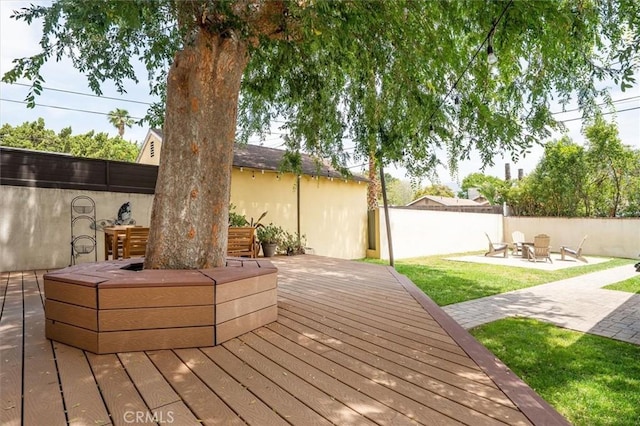 850 N Naomi St, Burbank, CA 91505 - wooden deck featuring a patio area and a fire pit