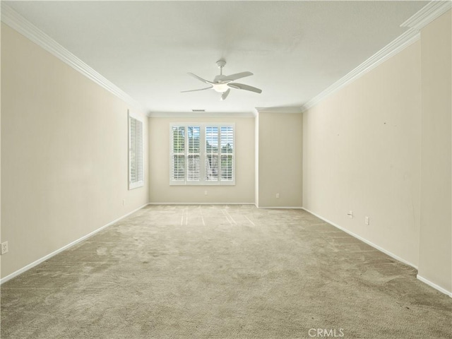30375 June Rose Ct, Castaic, CA 91384 - unfurnished room featuring crown molding, a ceiling fan, carpet floors, and baseboards