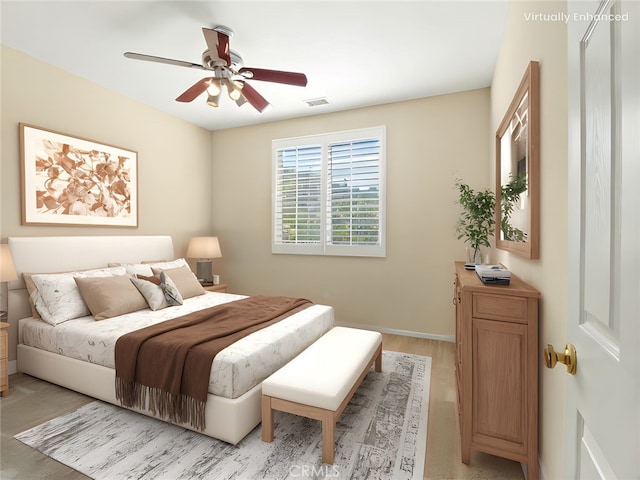 30375 June Rose Ct, Castaic, CA 91384 - bedroom featuring a ceiling fan, baseboards, and light wood-style floors