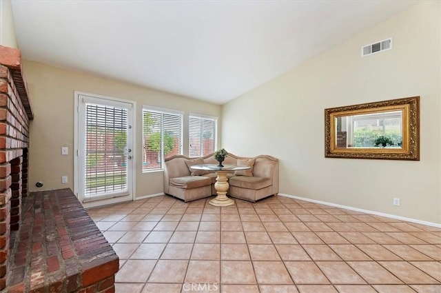22523 White Sage St, Corona, CA 92883 - sitting room featuring light tile patterned flooring, baseboards, and high vaulted ceiling