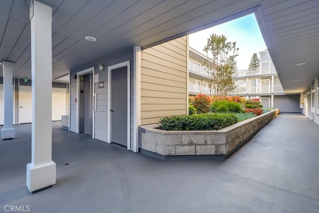 view of side of property featuring elevator