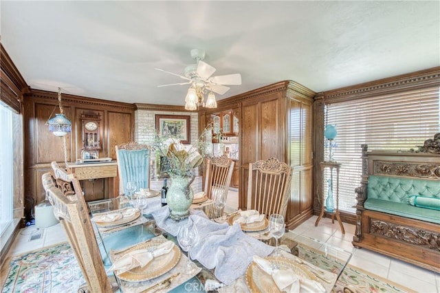 miscellaneous room featuring ceiling fan and light tile patterned floors