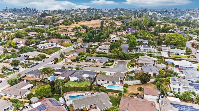 340 Terry Way, La Habra, CA 90631 - aerial overview of property's location with nearby suburban area and a pool