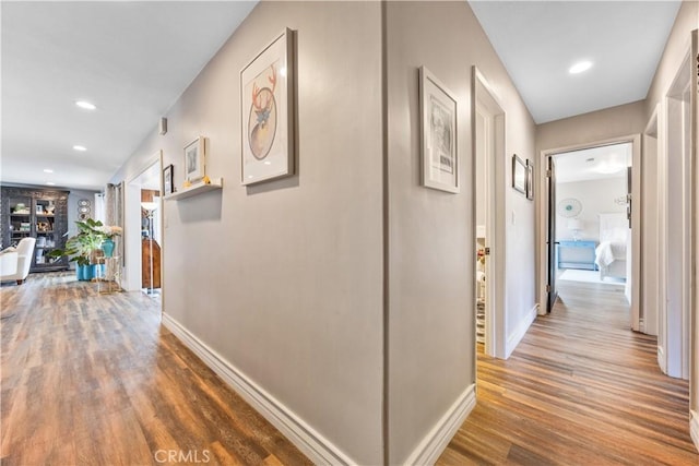 340 Terry Way, La Habra, CA 90631 - hallway with wood finished floors, baseboards, and recessed lighting