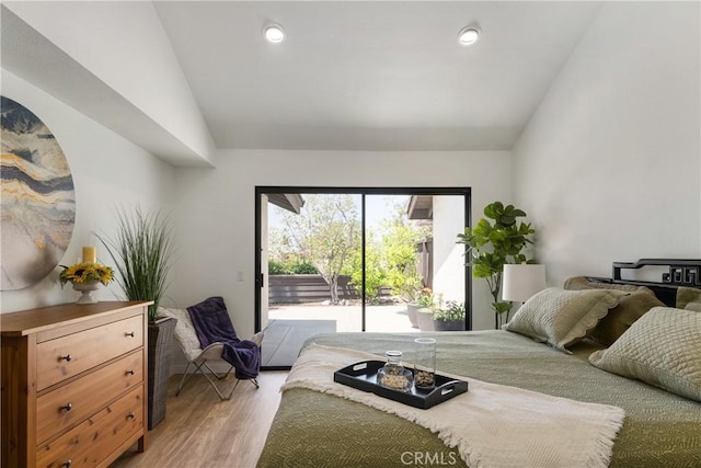 1233 N Diamond Bar Blvd, Diamond Bar, CA 91765 - bedroom with vaulted ceiling, access to exterior, light wood-style flooring, and recessed lighting