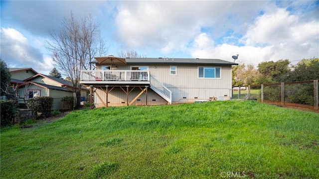 18863 Stonegate Rd, Hidden Valley Lake, CA 95467 - rear view of house with crawl space, a deck, and stairs
