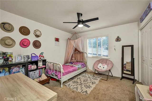 18863 Stonegate Rd, Hidden Valley Lake, CA 95467 - carpeted bedroom with a closet and a ceiling fan