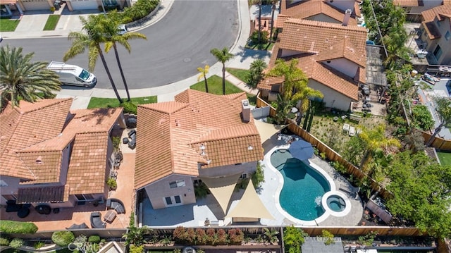 aerial view of a pool