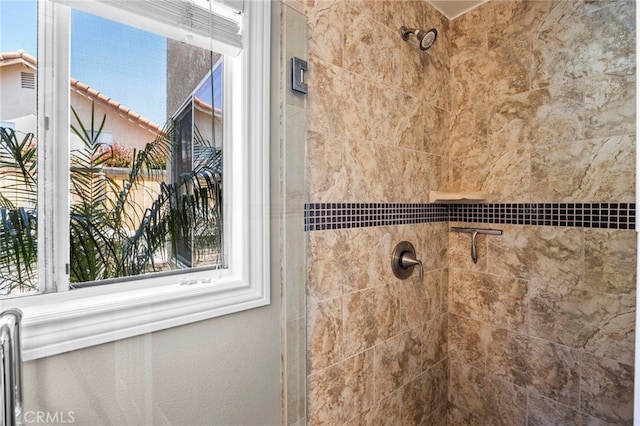 detailed view of tiled shower