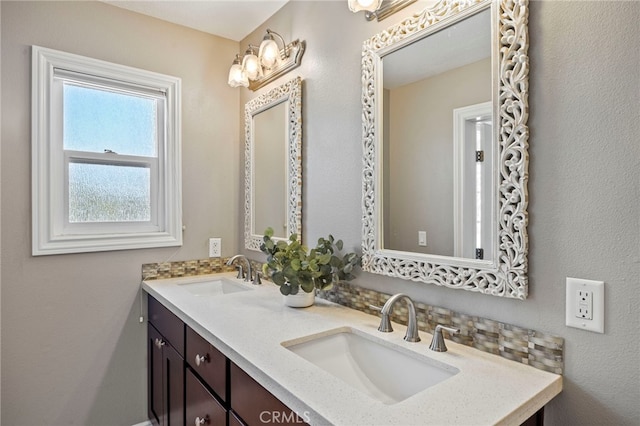 bathroom with double vanity