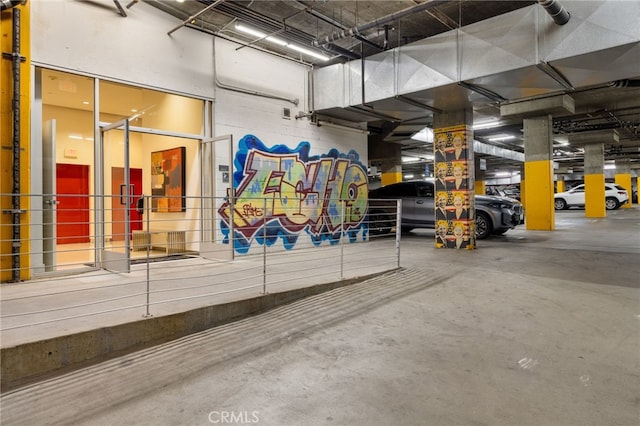 view of parking garage