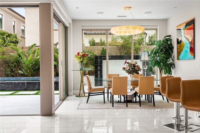 244 Coal Mine, Irvine, CA 92602 - dining room featuring marble finish floors and recessed lighting