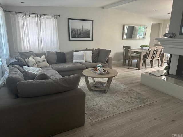 living area featuring wood finished floors and baseboards