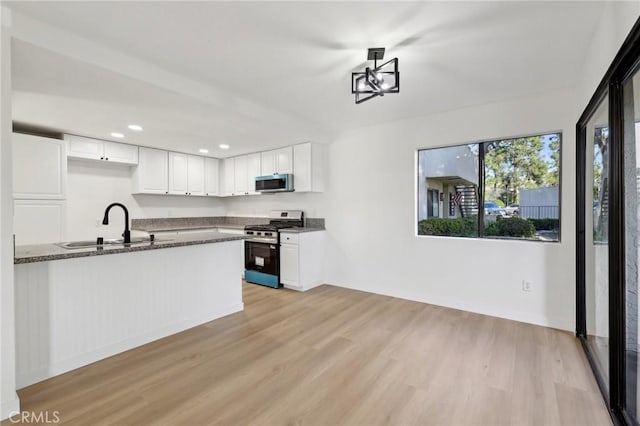 383 N Melrose Dr Unit G, Vista, CA 92083 - kitchen featuring appliances with stainless steel finishes, a sink, light wood-style floors, white cabinetry, and recessed lighting