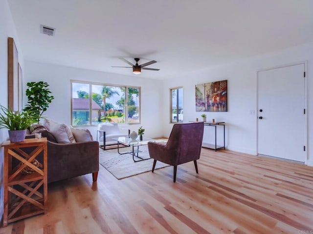 1025 Plover Way, Oceanside, CA 92057 - living area with light wood-style flooring and a ceiling fan