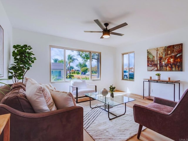 1025 Plover Way, Oceanside, CA 92057 - living room with light wood-style flooring and a ceiling fan