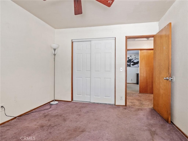17949 Catalpa St, Hesperia, CA 92345 - unfurnished bedroom with carpet floors, a closet, a ceiling fan, and baseboards