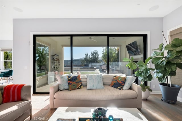 living area with wood finished floors
