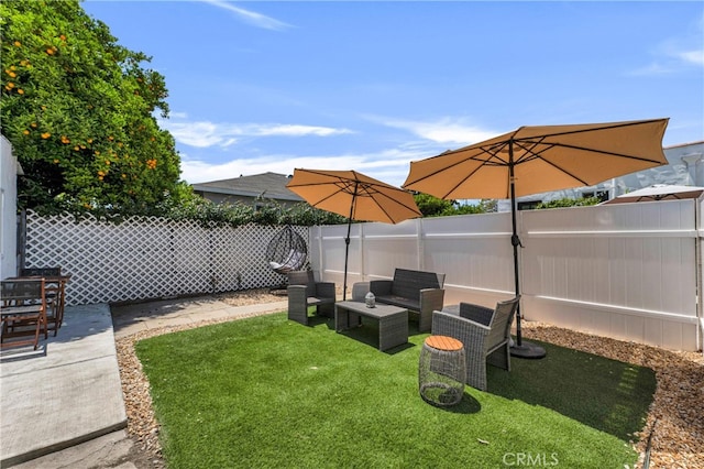 view of yard with a patio and an outdoor hangout area